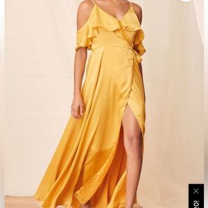 Lulu's Vibrant Yellow Ruffle Maxi Dress XS